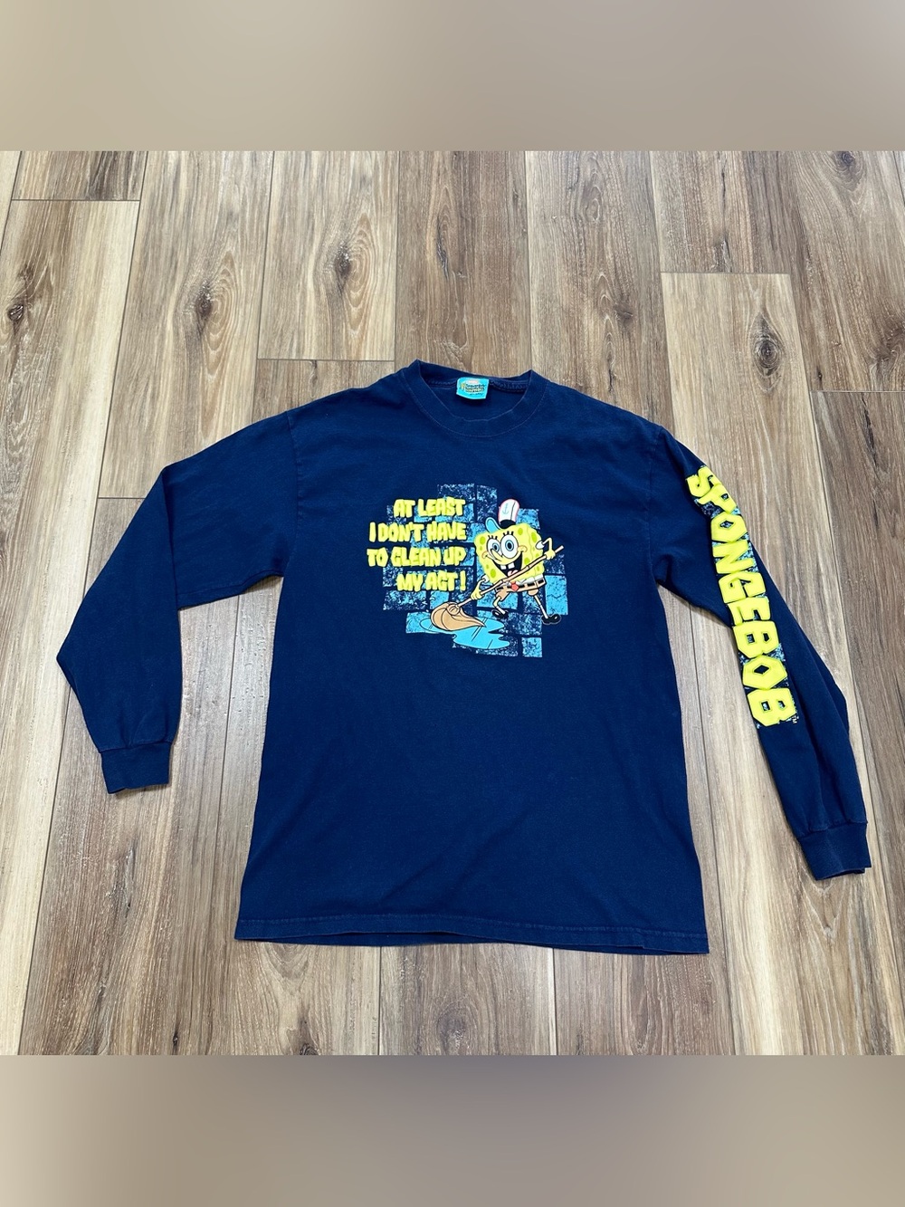 Vtg 2001 Spongebob Nickelodeon Viacom Long Sleeve Shirt, Navy, Medium